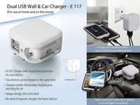 Wall and car charger- Dual USB