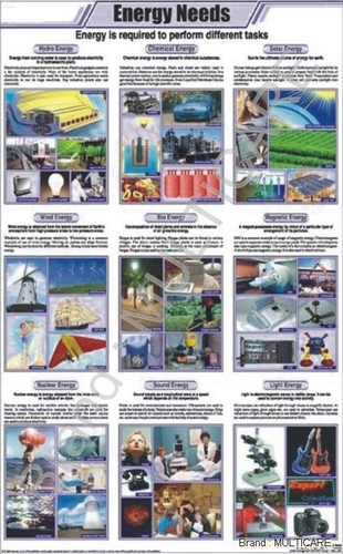 Energy Needs Chart - Art Paper, 58 x 90 cm, Multicolor | Double-Sided Lamination, Plastic Rollers, Educational Visuals