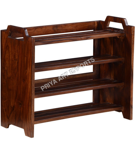 Wooden Shoe Rack - Sheesham Wood, 36x24x12 Inches, Natural Finish | Four Tiers, Space-Saving, Sturdy, Easy Assembly, Durable