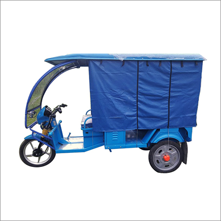 Battery E Rickshaw - Lead-Acid Battery, 2500x1200x1800 mm, Blue | Electric Power, 1.5 kW Motor, 300 kg Payload, Covered Three-Wheel Cargo Transport