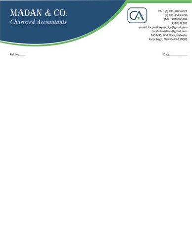 Charted Accounted Letter Head - Eco-Friendly Paper Material | Recyclable, Ideal for Daily Use and Promotional Purposes