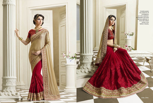 Specialised Brown Lycra Shimmer Saree