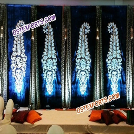 Wedding Stage Paisley Backdrop Decoration - Fabric With Zari, Variable Size, Blue , Handmade, Elegant Design, Durable Fabric, Easy Setup