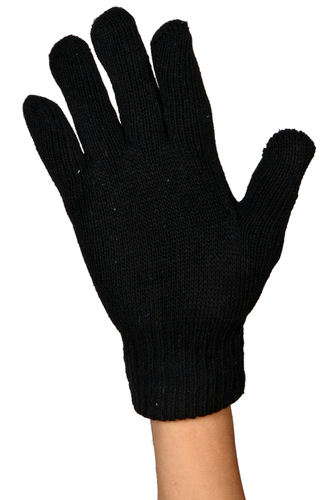Woolen Hand Gloves Black Double