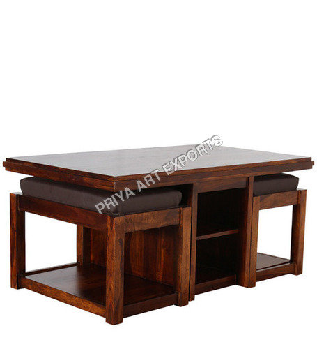 Wooden Coffee Table - Sheesham Wood, 48x24x18 inches, Brown | Elegant Design, Termite Resistant, Polished Finish