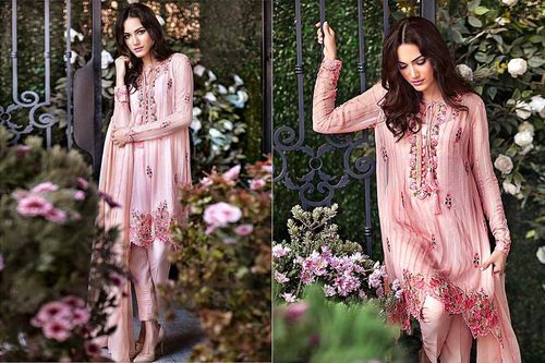 Foremost Pink Georgette Pant Style Pakistani Suit