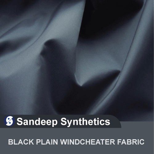 Black Plain Wind Cheater Fabric