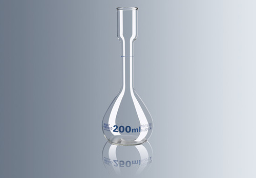Kohlrausch Volumetric Flask - Borosilicate Glass, 50-200 ml, Clear, Class A Blue Graduation, Wide Mouth, Thermal Shock Resistant