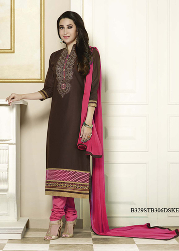 Deep Coffee Embroidery Pure Cotton Unstitched Suit With Dupatta