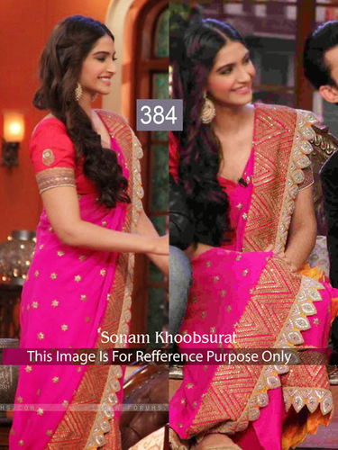 Sonam Kapoor Magenta Georgette Saree