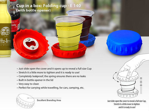 Cup in a box: Folding cup (with bottle opener)