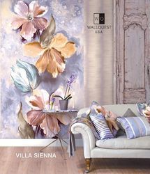 Wall Covering - Non-Woven, Customizable, Beige | Washable, Elegant Floral Design, Durable, Matte Finish