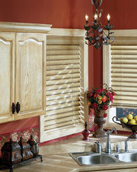 Country Wood Kitchen Blind - Wood, 36-72" W x 48-72" H, Beige | Light Control, Privacy, Easy Install