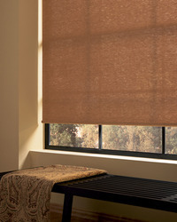 Designer Roller Shade Close-Up Blinds - Fabric, Customizable Size, Brown | Elegant Design, Light Control, Privacy Ensured, Easy Installation