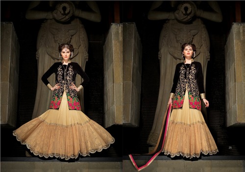 Ecstatic Cream Net Anarkali Suit