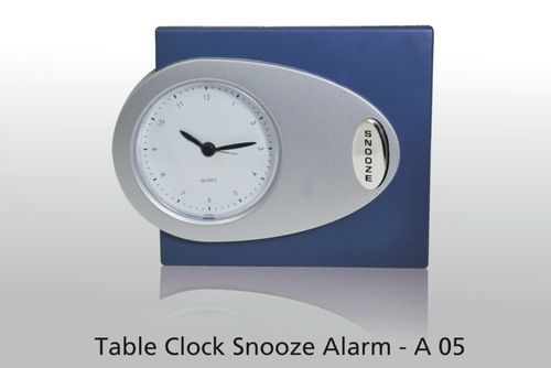 Table Clock Snooze Alarm - Plastic, 3.5 Inch, Blue and White | Unisex, Square Shape, Durable Design with Snooze Functionality