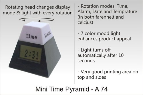 Table Clocks - Plastic, Black & White, LED Display | Rotating Display, Mood Lighting, Time, Alarm, Date, Temperature Functions