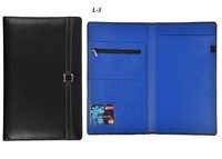 Leather Business Folders - Leatherette Material, A4 Size, Black Color, 3mm Thickness | Blue Interior For Enhanced Organization
