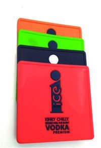 Plastic Coaster - Durable Plastic, Compact Size For Drinks, Square With Circular Cutout | Customizable Logo Area, Vibrant Colors, Glossy Finish