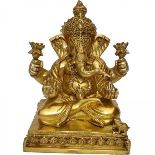 Devotional Brass Statue of Lord Ganesha