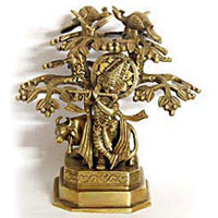 Lord Krishna Playing Flute Under Tree Statue