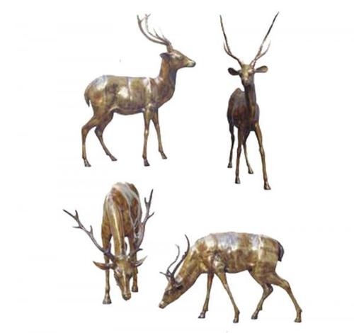 Handcrafted Brass Statue of Deer