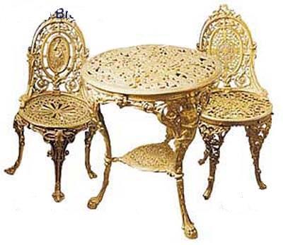 Metal Brass Table and Chair Set
