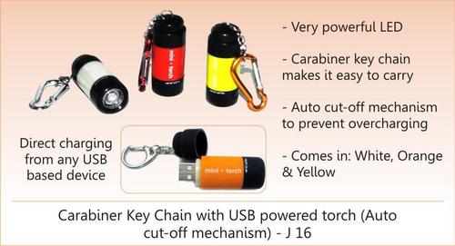 Carabiner Keychain with USB Power Torch
