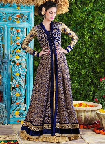 Stunning Blue Net Party Wear Gown