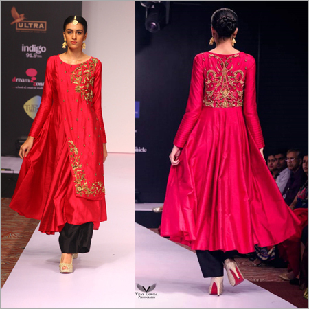 Black And Maroon Anarkali Dress