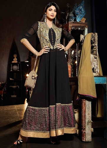 Shilpa Shetty Black Georgette Anarkali Suit