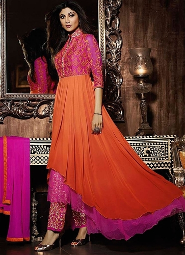 Shilpa Shetty Orange Georgette Anarkali Suit