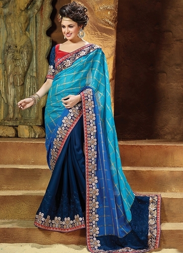 Yuvika Chaudhary Multi Color Brocade Georgette Saree
