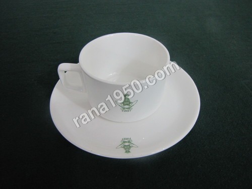 TEA CUPS AND PLATES WITH ENGRAVING