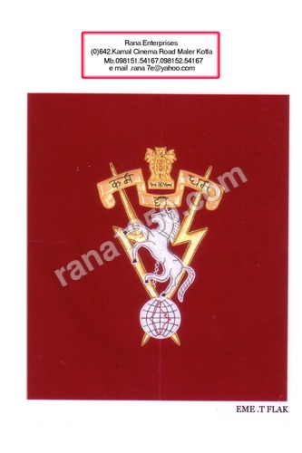 EME T FLAG BANEER WITH ZARI EMBROIDERY..