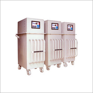Servo Controlled Voltage Stabilizer - 530x420x760 mm, 415V Three Phase Output | 98.5% Efficiency, Fully Micro Controlled, True RMS Sensing, Easy Installation, Mobility Caster Wheels