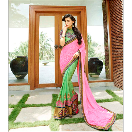 Light Green N Pink Georgette B