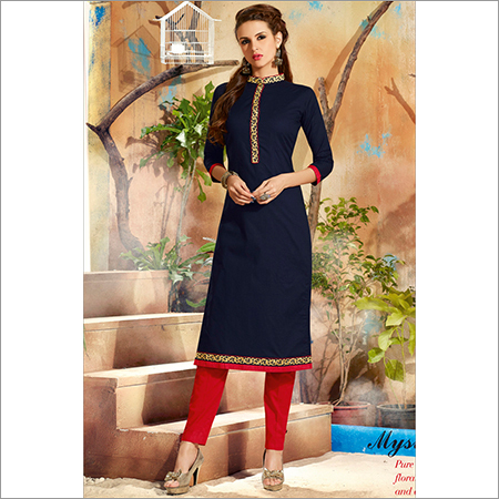 Navy Blue Straight Kurti