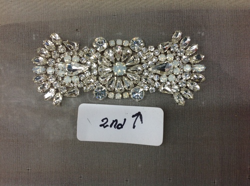 Designer Zari Embroidery Work - Zari & Stones, 5x2 cm, Silver | Floral Design, Elegant, Intricate, Glamorous Embellishment