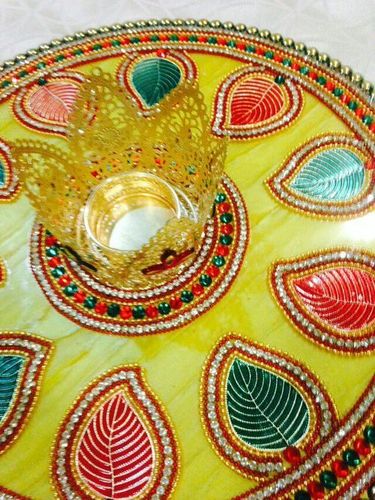 Rangoli Cum Pooja Thali On Stand