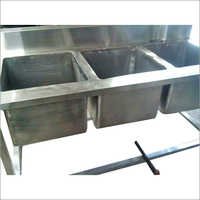 Three Sink Washing Unit - Stainless Steel, Variable Dimensions | Corrosion Resistant, Durable Material, Hygienic Design, Lightweight, Huge Storage