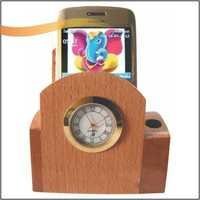 Wooden Mobile Stand with Clock