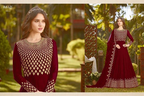 Latest Maroon Designer Anarkali Suit