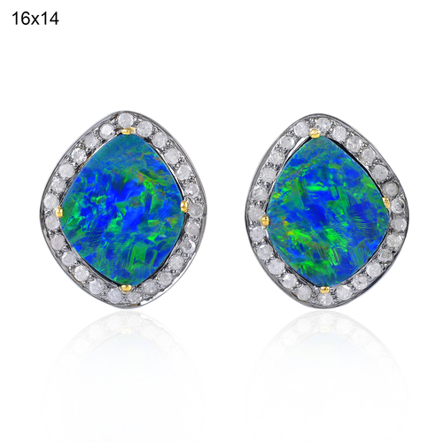 Opal Doublet Gold Women Stud Earring