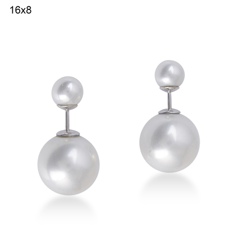 18k White Gold Pearl Tunnel Earring