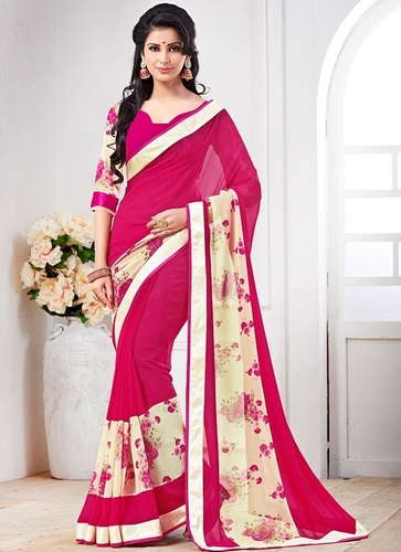 Absolute Magenta Georgette Saree