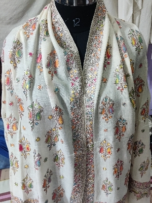 Pashmina Embroidered Shawls - Pashmina Wool Multi-Color | Antique Hand Embroidery Light Weight Soft Texture Ideal for Casual and Party Wear