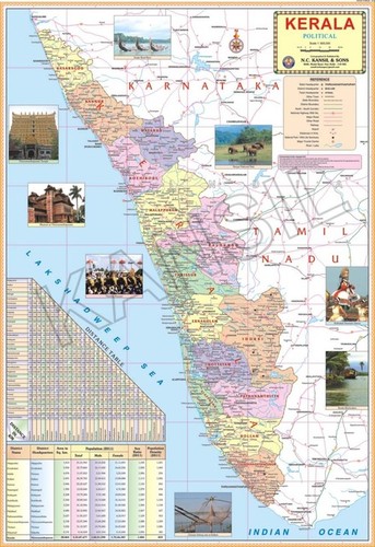 Kerala Political Map Dimensions: 70 A A  100  Centimeter (Cm)