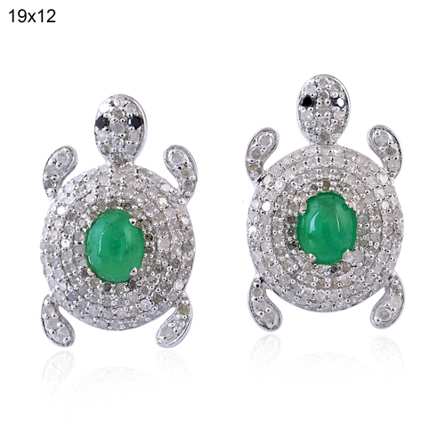 Emerald Tortoise Shaped Stud Earring