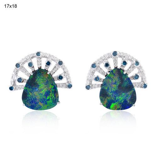 Handmade 18k White Gold Stud Earring